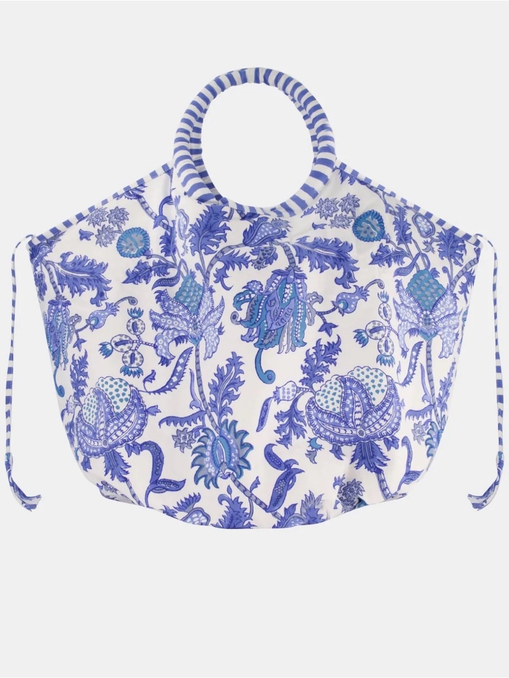 Roller Rabbit Blue & White Floral Round-Handle Tote
